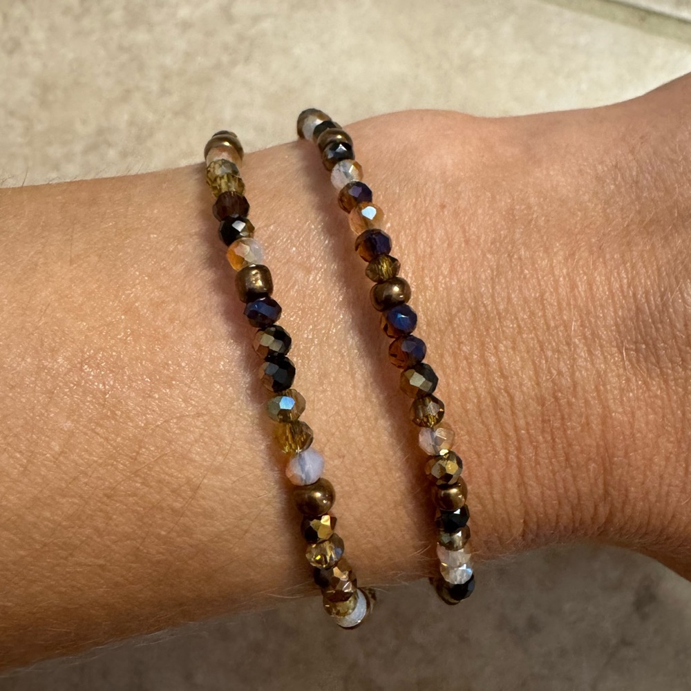 Two Handmade Beaded Bracelets 💛🤎